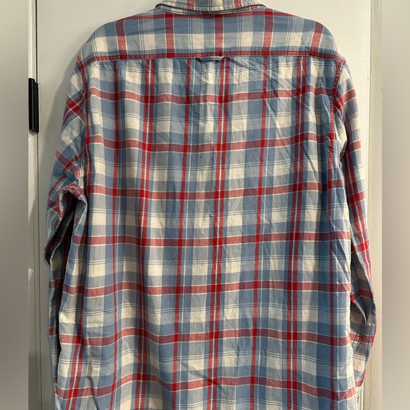 Flag & Anthem blue red long sleeve cotton Plaid Men's Shirt XL button down - Picture 3 of 4